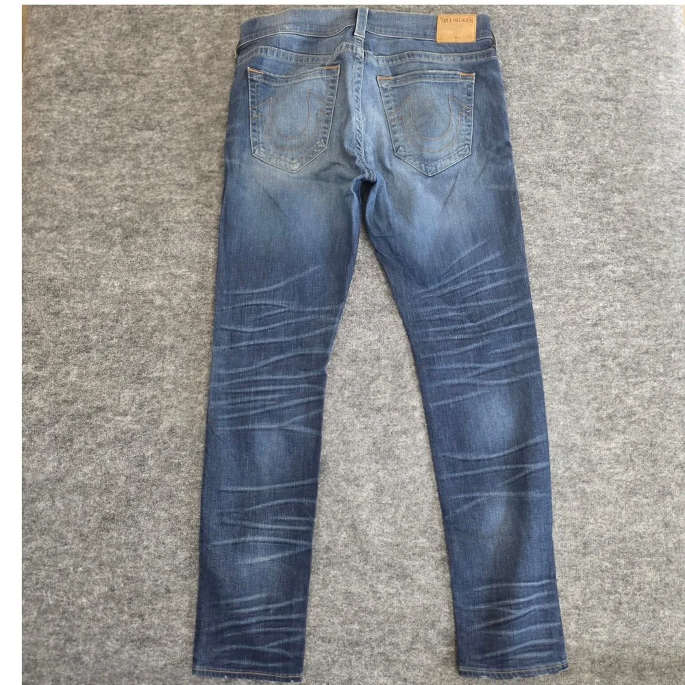 True Religion Rocco Jeans Mens 36X33 Blue Denim Relaxed Skinny‎ Button Fly USA